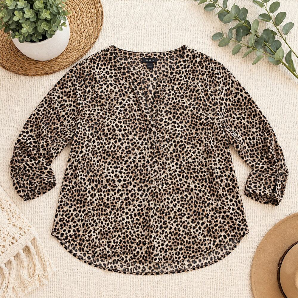 Torrid Harper Leopard Print Blouse – Size 2 (2X) – Animal Print Tunic Top